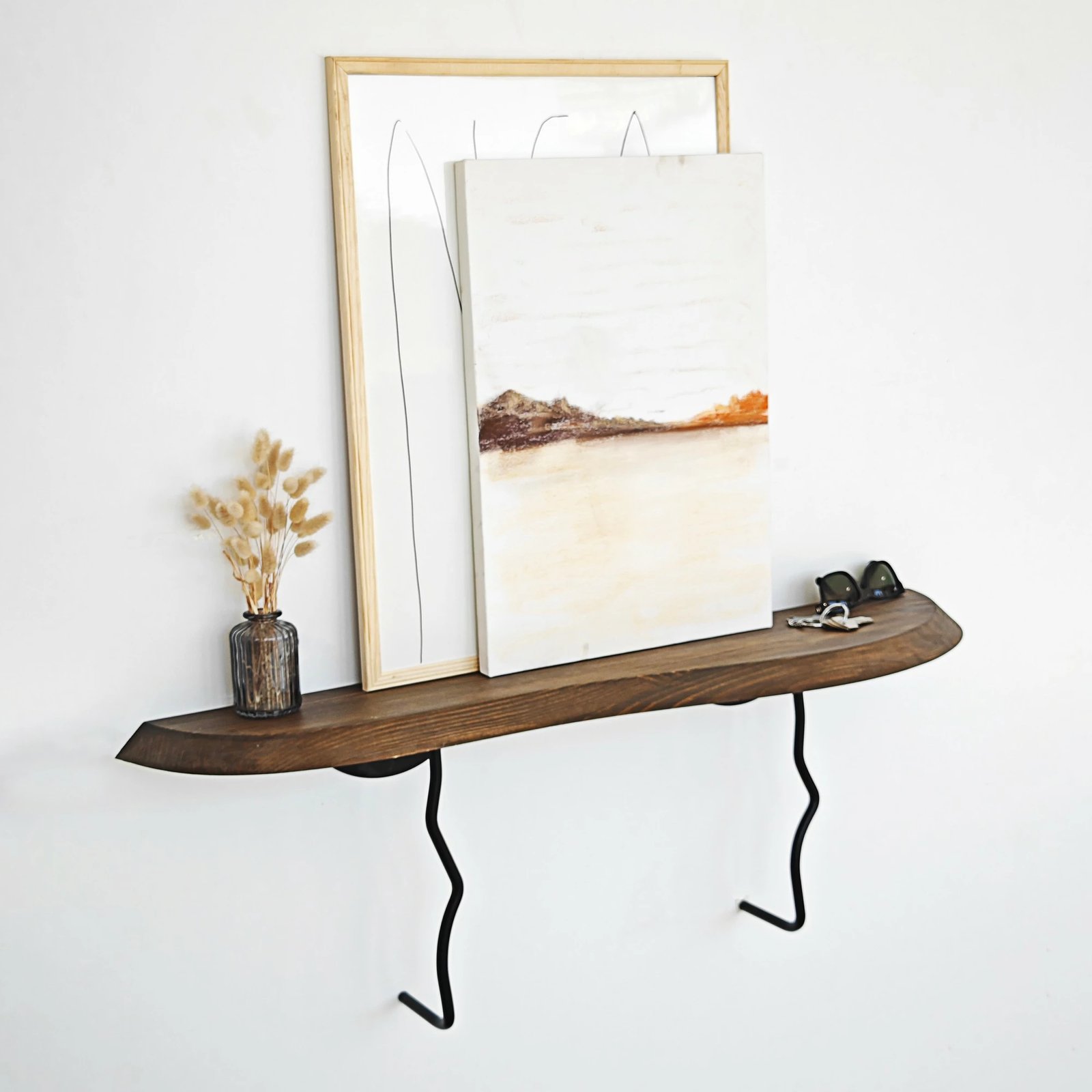 Raft muri Skye Decor, ngjyrë e zezë, arre