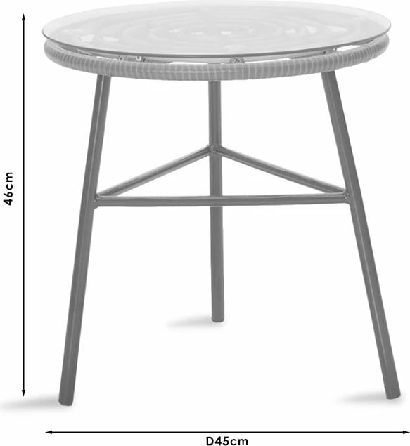 Set lounge Gaus-Naoki 3 pjesë, metal i zi, gri PE