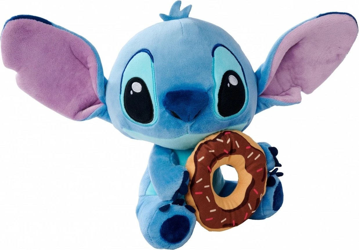 Lodër pelushi Disney Stitch me donut, Simba, 25 cm, shumëngjyrëshe