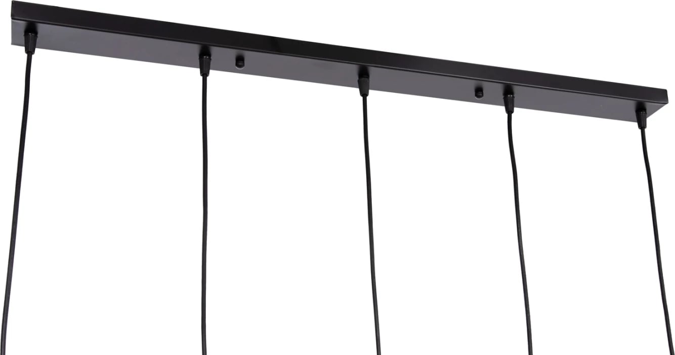 Llambë tavani varëse me 5 drita, metal i zi, priza të arta, BIUT FH7545.11, 80x6x138cm