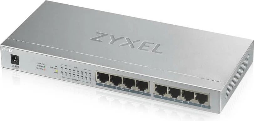 Switch Zyxel GS1008HP, Unmanaged, Gigabit Ethernet, PoE, Gri