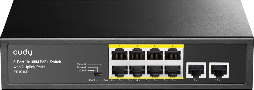 Ndërrues rrjeti Cudy FS1010P, Ethernet i Shpejtë (10/100), PoE, i Zi