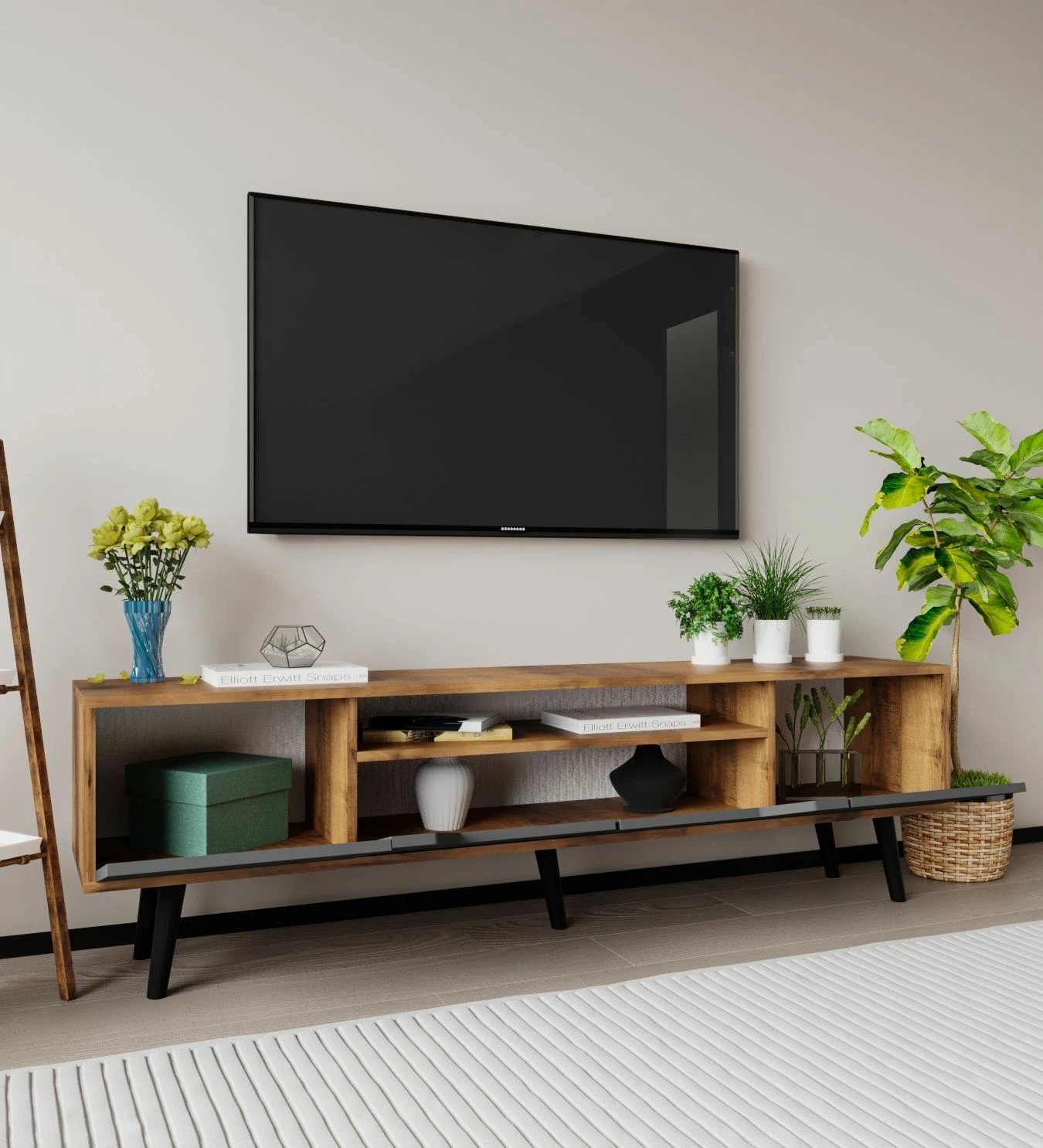 Komodë TV Skye Decor, Roma 180, ngjyrë arre dhe antracit