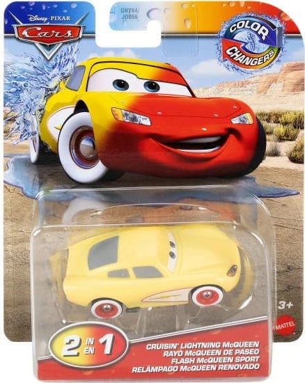 Lodër makinë Mattel Cars Cruisin McQueen, 1:55, ndryshon ngjyrë, e verdhë