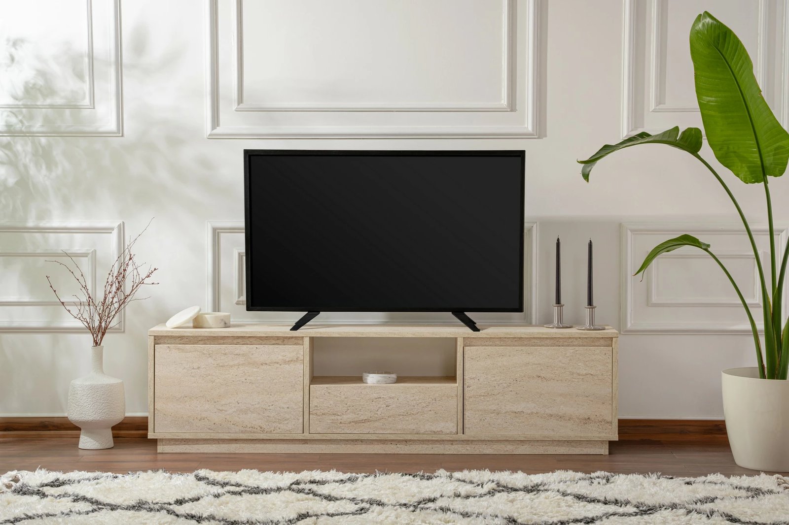 Komodë TV Nordure, Vanguard, ngjyrë travertine