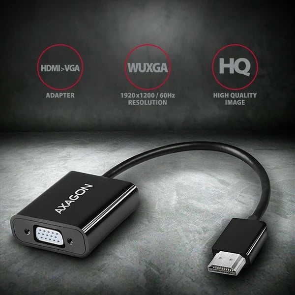 Adapter HDMI në VGA AXAGON RVH-VGAN me dalje audio, micro USB, i zi