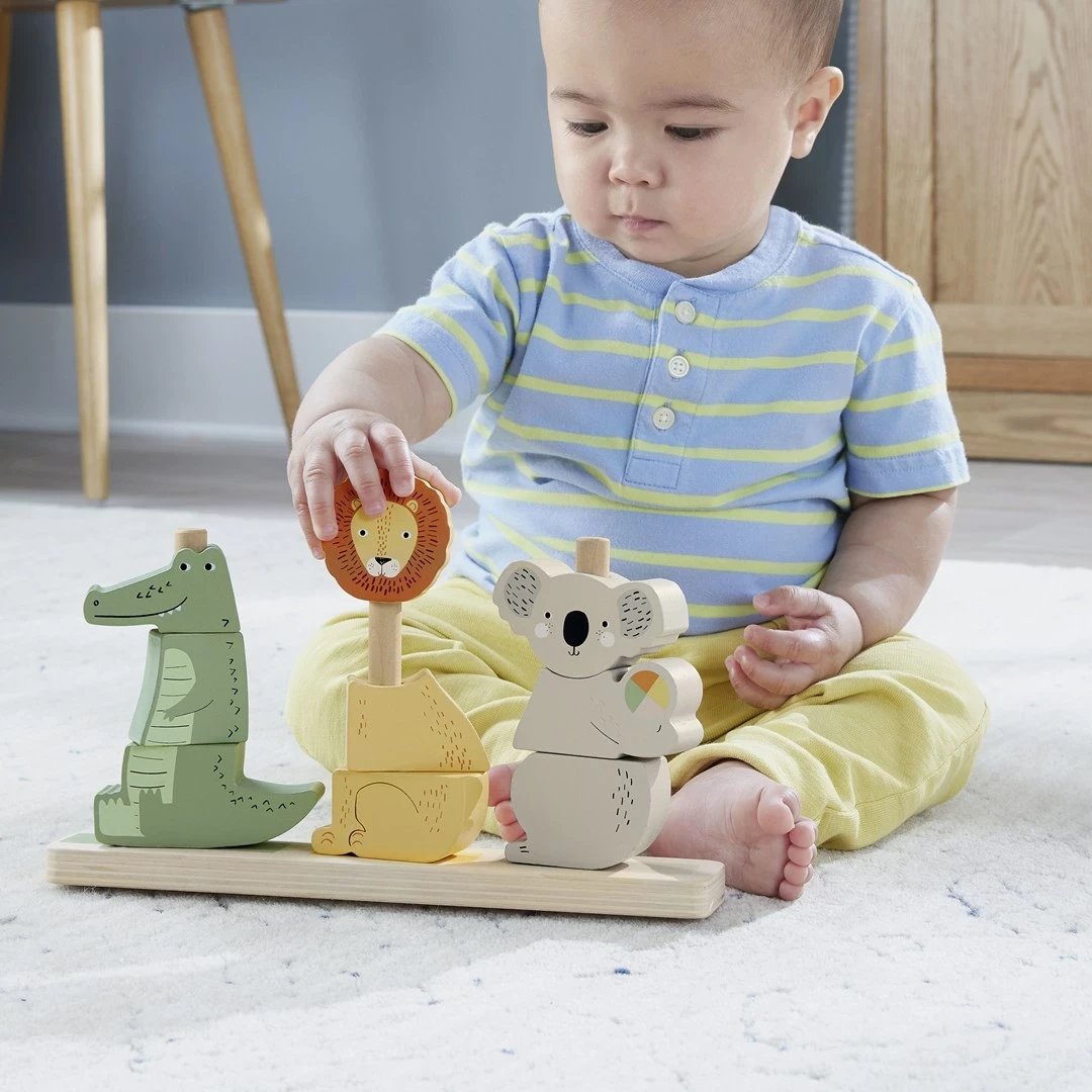Set lodrash druri Fisher-Price Stack & Sort Animals, 10 pjesë, për fëmijë, shumëngjyrëshe