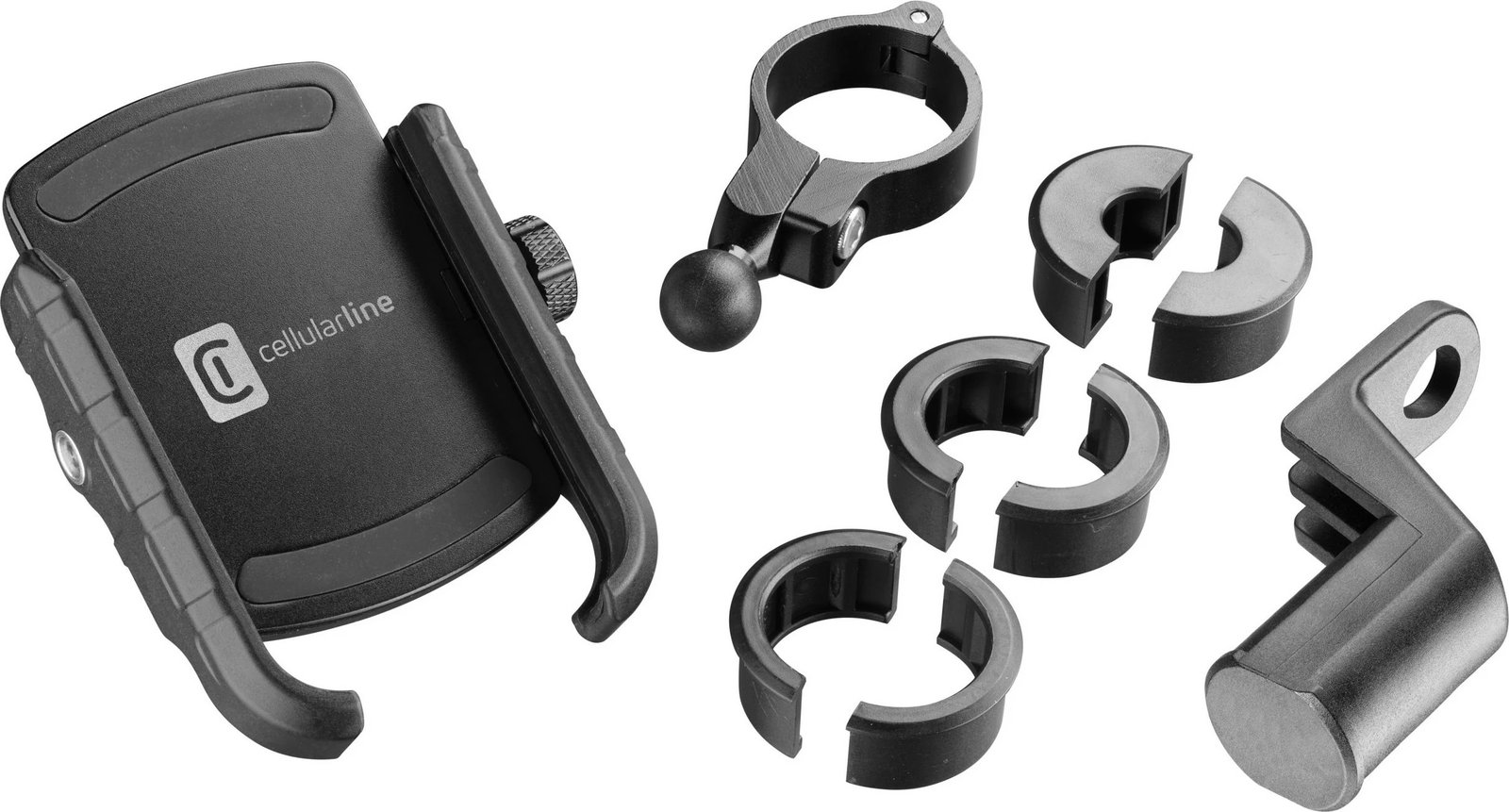 Mbajtës celulari Cellular Line Handy Halter, rrotullim 360°, alumini, i zi
