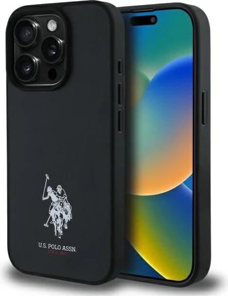 Mbështjellës U.S. Polo Assn. USHCP15XPGEK për iPhone 15 Pro Max 6.7", lëkurë ekologjike, e zezë