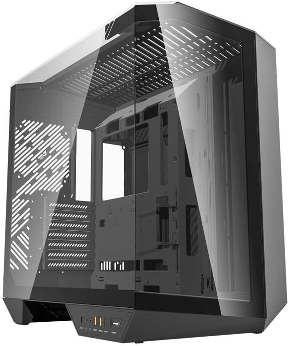 Kasë Darkflash DY470, Big Tower, xham i temperuar, pa ventilatorë, e zezë