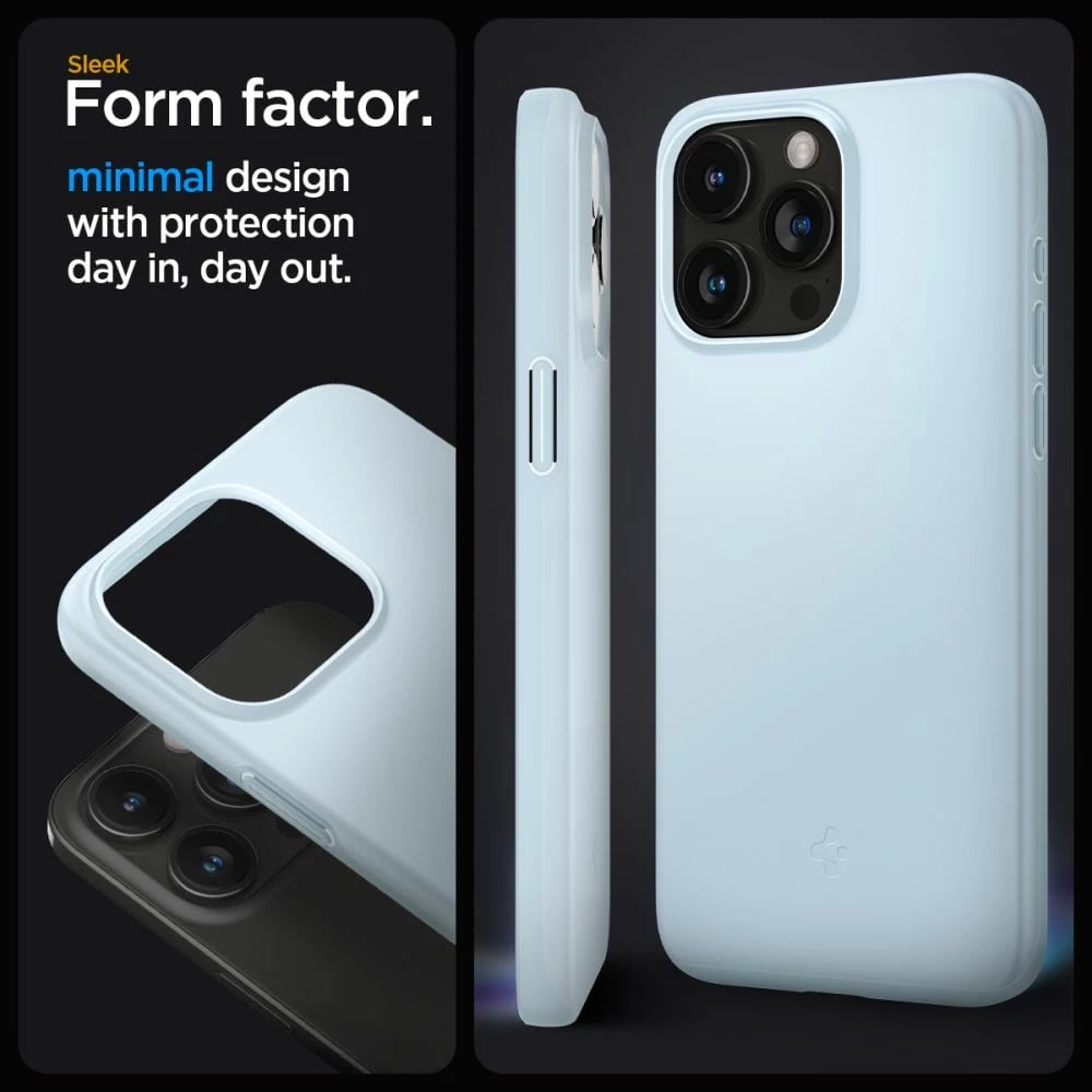 Mbështjellës Spigen Thin Fit për iPhone 15 Pro Max, kaltër e çelët