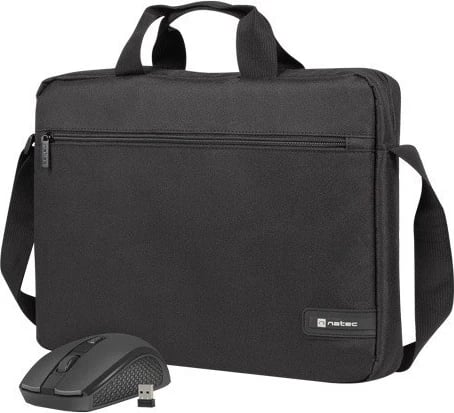 Çantë laptopi Natec Wallaroo 2 me maus, 15.6", të zeza