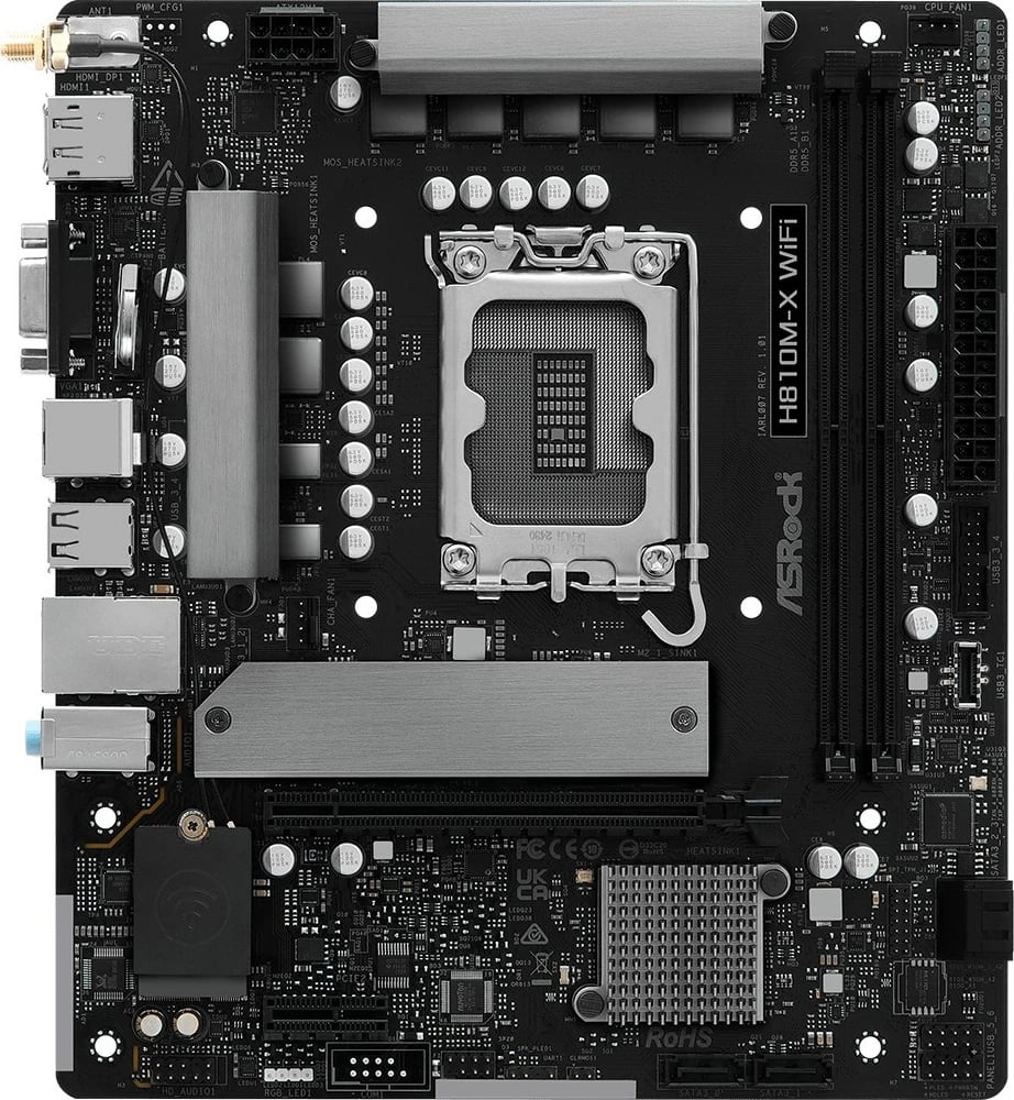 Pllakë amë ASRock H810M-X WiFi micro ATX, Intel H810, WiFi, Bluetooth, e zezë