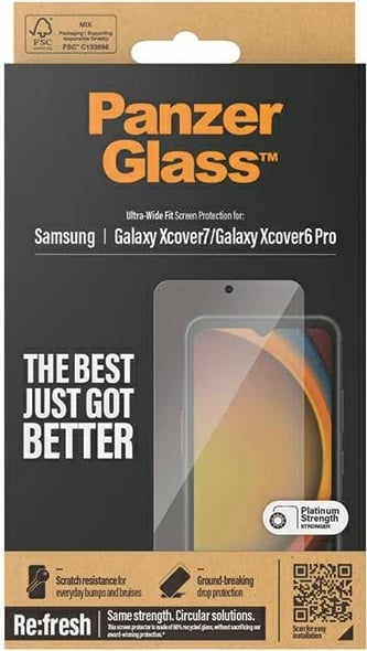 Mbrojtës xhami PanzerGlass Ultra-Wide Fit për Samsung Galaxy Xcover7/Xcover6 Pro