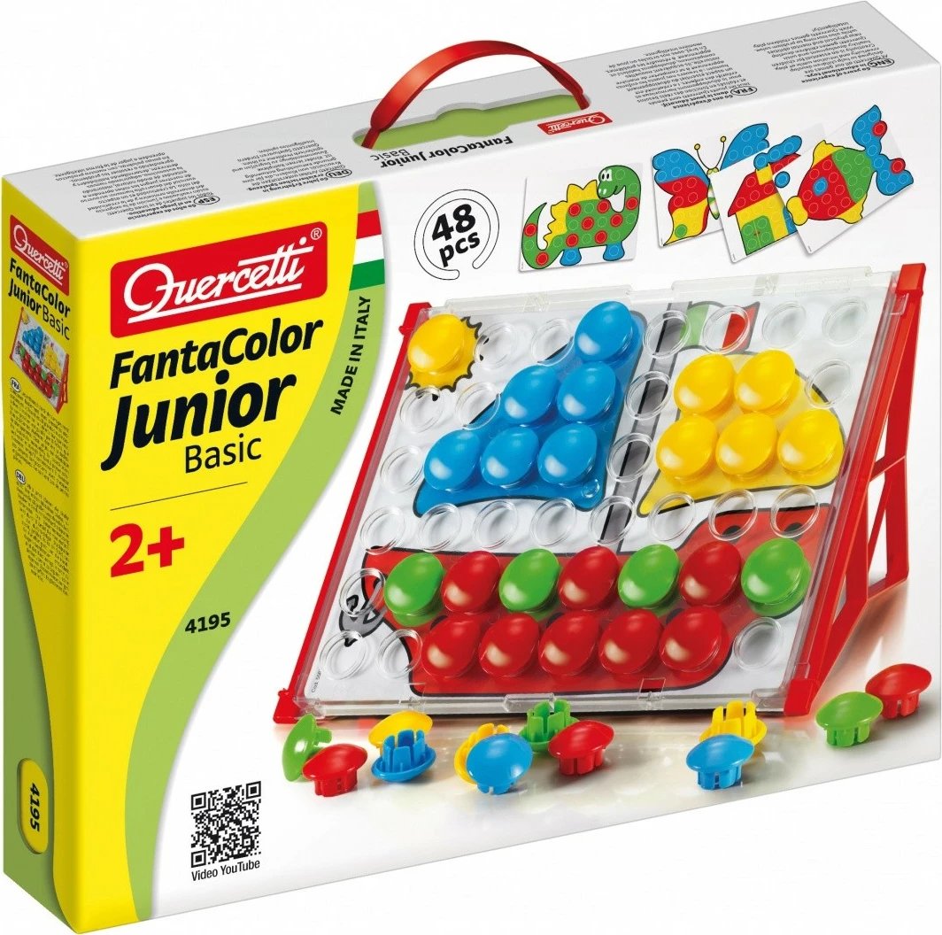 set mozaik Quercetti Fantacolor Junior Basic 4195, 48 elemente, 32 mm, 2+, shumëngjyrësh