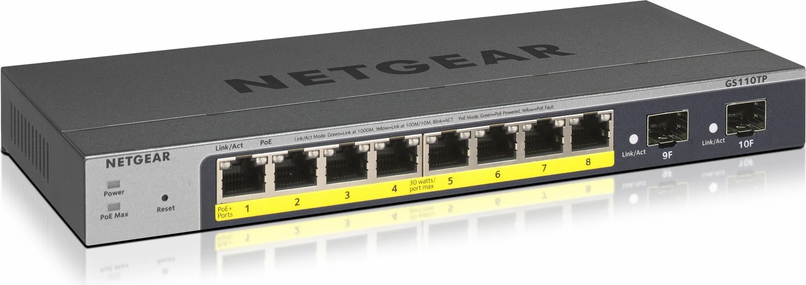 Switch NETGEAR GS110TP, Managed, L2/L3/L4, Gigabit Ethernet, PoE