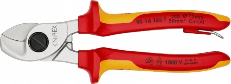 Vegël prerëse Knipex 95 16 165 T, metal, dorezë plastike, zi/verdhe