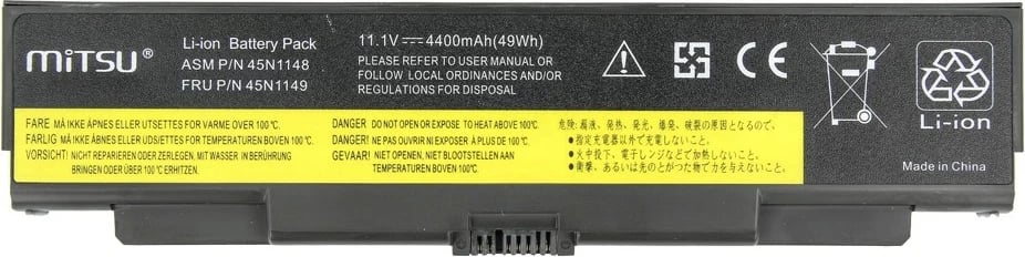 Bateri laptop Mitsu BC/LE-T440P për Lenovo ThinkPad T440p, W540, 4400 mAh, 11.1V, e zezë
