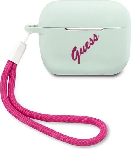 Mbështjellës Guess GUACAPLSVSBF për AirPods Pro, silikon, blu-fuchsia