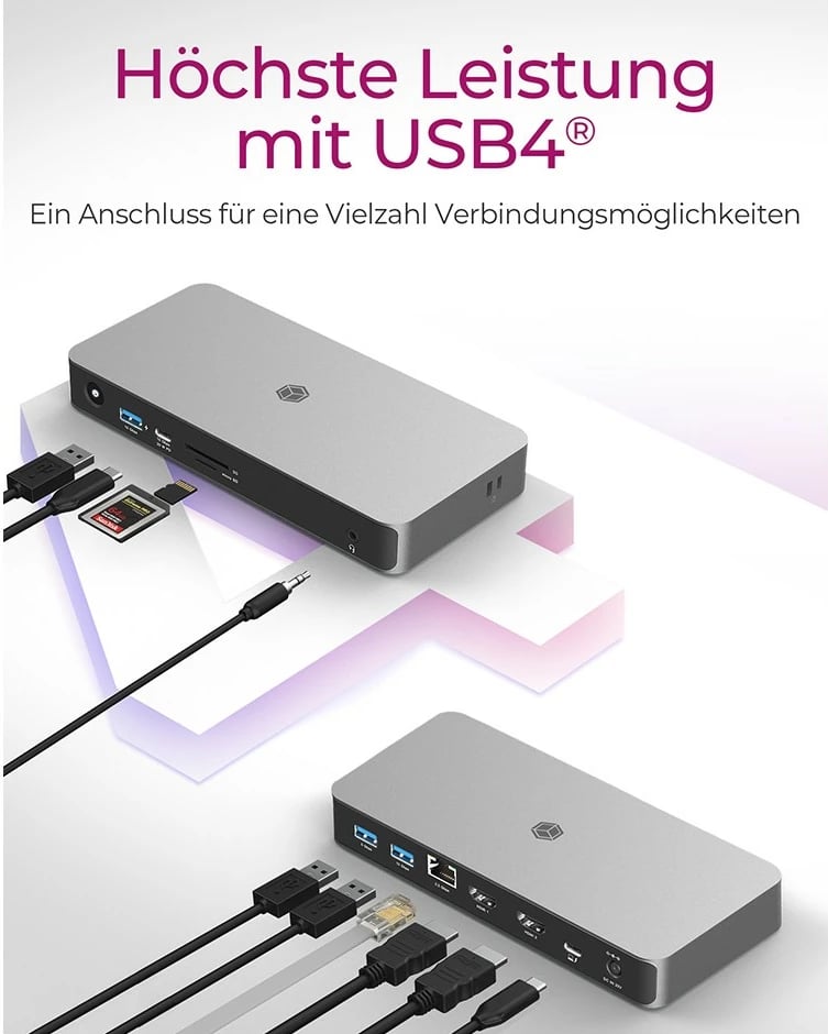 Docking station ICY BOX IB-DK2880-C41, USB4, 10 porte, 100W, 8K, anthracite/black
