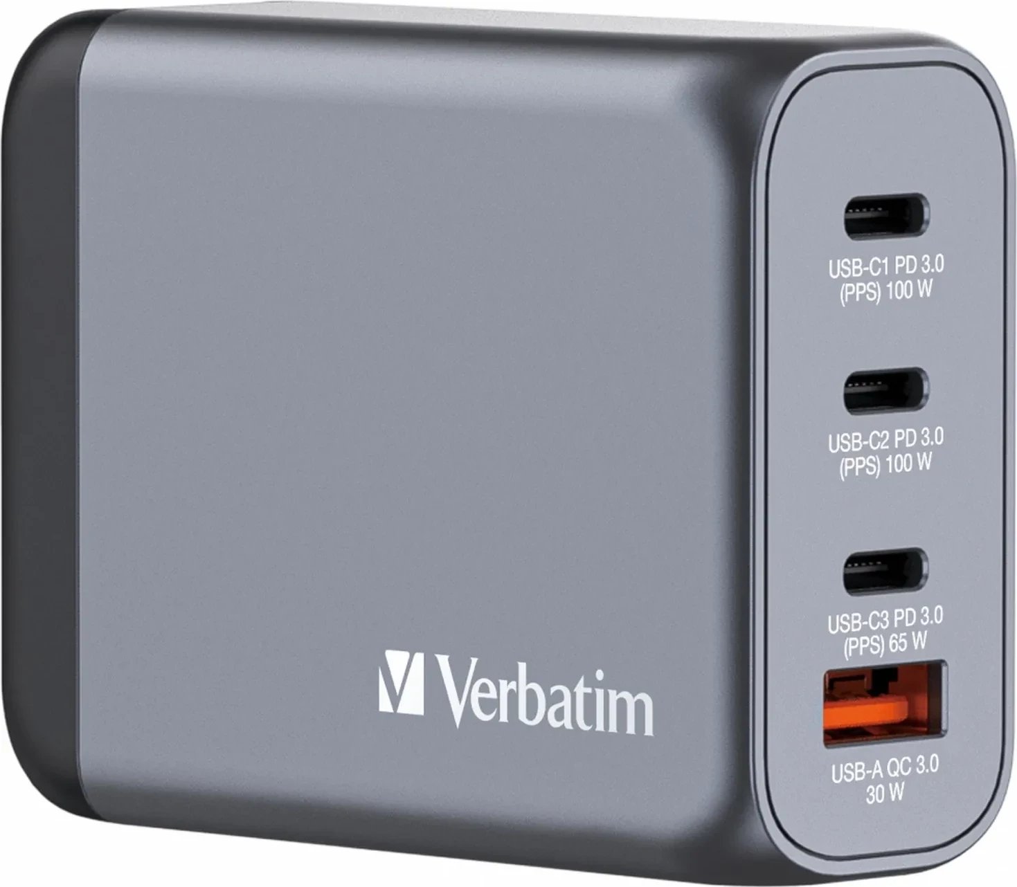 Karikues Verbatim GNC-100, GaN 100W, 3xUSB-C PD, 1xUSB-A QC 3.0, hiri