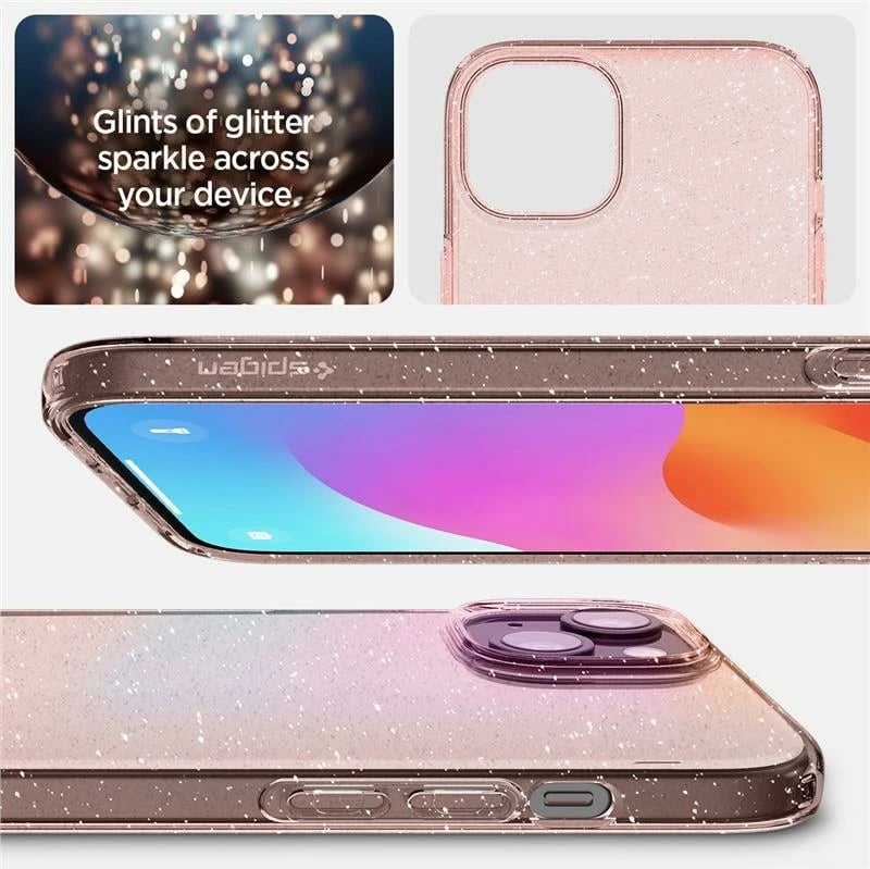Mbështjellës Spigen Liquid Crystal Glitter për iPhone 15 Plus, Transparent/Rozë Mbështjellës Spigen Liquid Crystal Glitter për iPhone 15 Plus, Transparent/Rozë