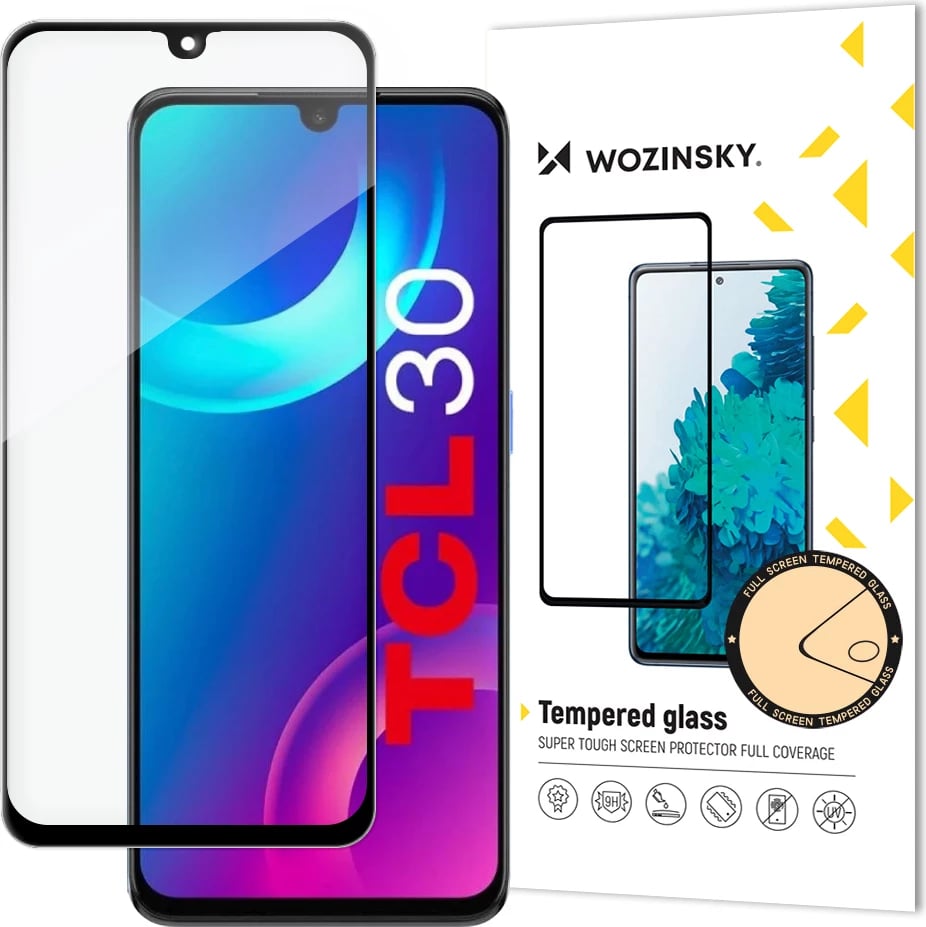 Xham i fortë mbrojtës Wozinsky Full Glue për TCL 30/305, kornizë e zezë