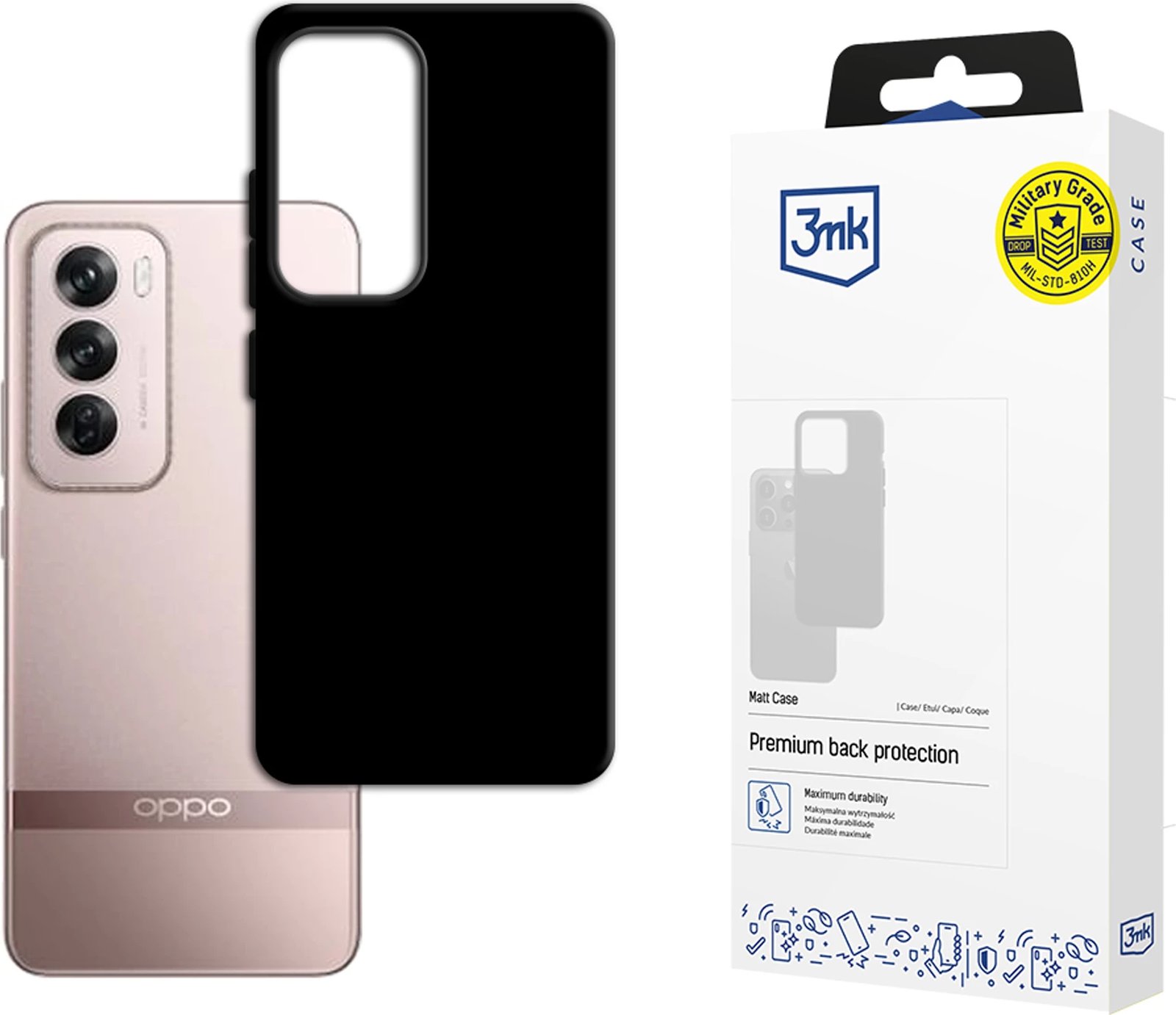 Mbështjellës 3mk Matt Case për Oppo Reno 12 Pro, i zi