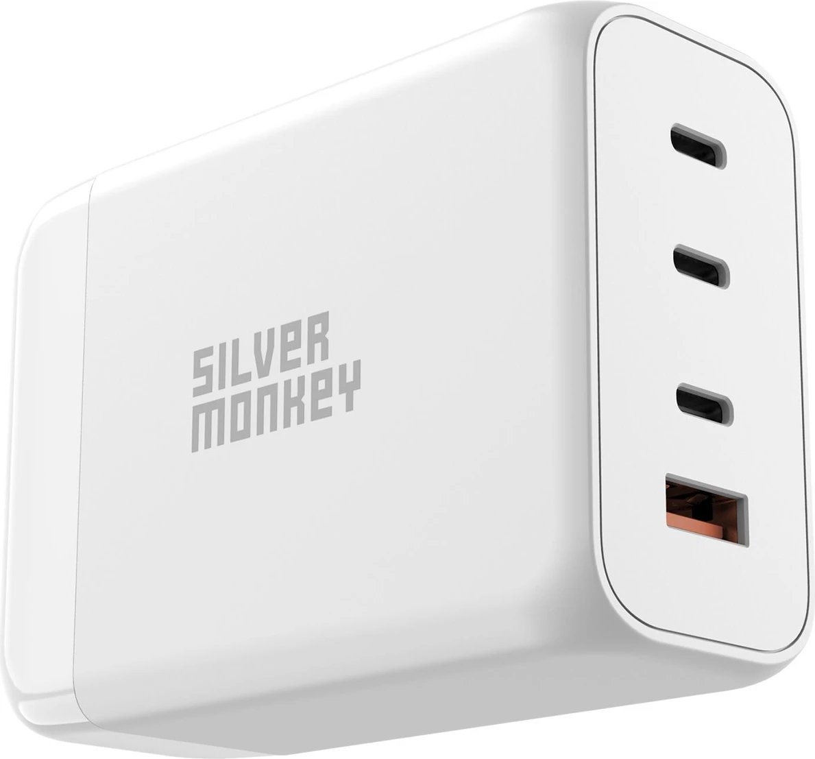 Karikues muri Silver Monkey SMA156, 200W, 3x USB-C PD, 1x USB-A QC 3.0, me kabllo të ndashme, Bardhë