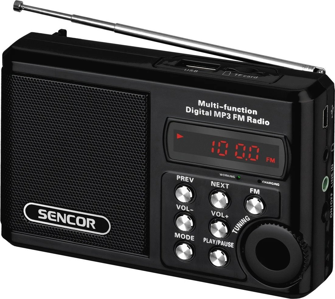 Radio xhepi Sencor SRD 215 B, MP3, USB, slot për kartelë SD, e zezë