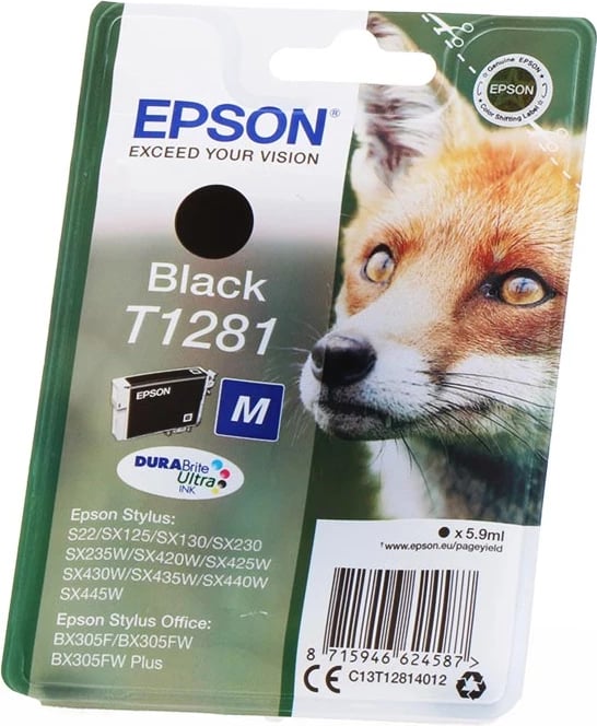 Kartush bojë, Epson, T1281 C13T12814012, 5.9 ml 170 faqe, standard, e zezë