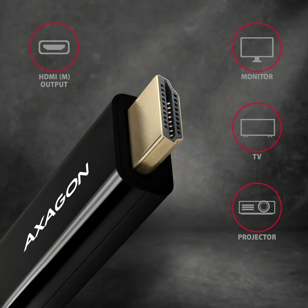 Kabllo/adapter aktiv AXAGON RVDM-HI14C2 Mini DisplayPort në HDMI, 1.8m, e zezë