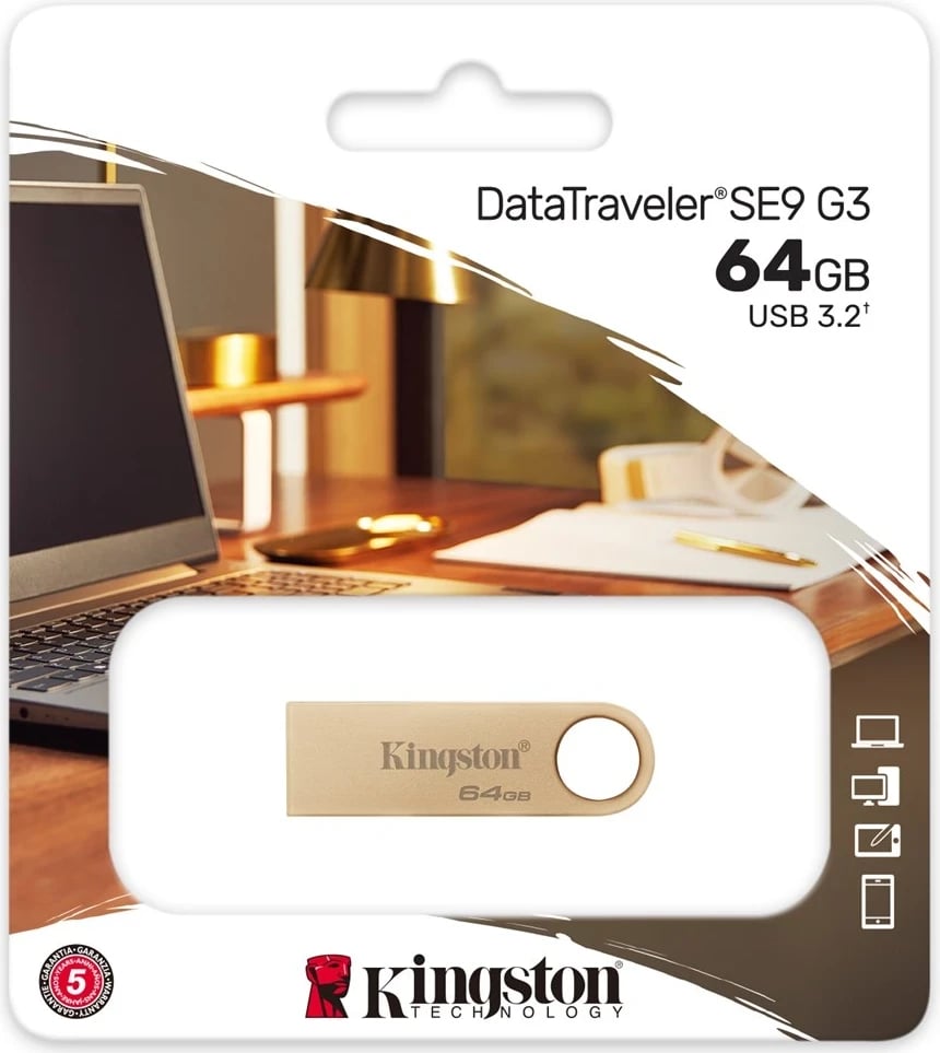 USB Kingston DataTraveler 64GB, 220MB/s, Metalike, USB 3.2 Gen 1 SE9 G3