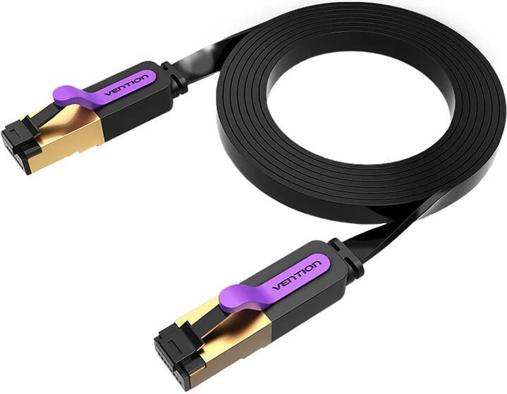 Kabllo rrjeti flat Vention ICABK CAT7, 8m, RJ45, 10Gbps, e zezë