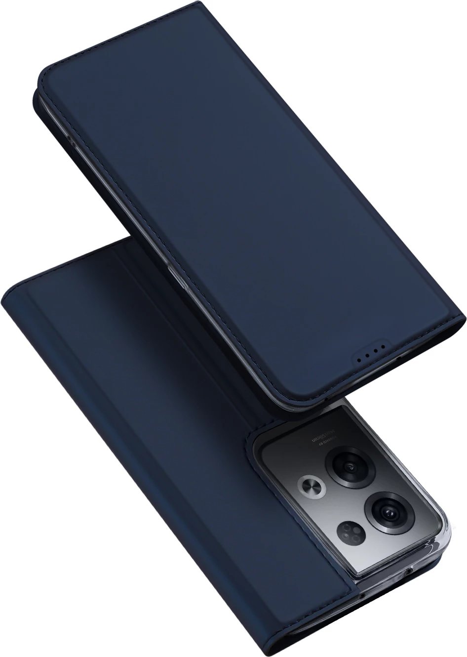 Mbështjellës Dux Ducis Skin Pro për Oppo Reno 8 Pro, me kapak, xhep për kartela, funksion standi, Kaltër