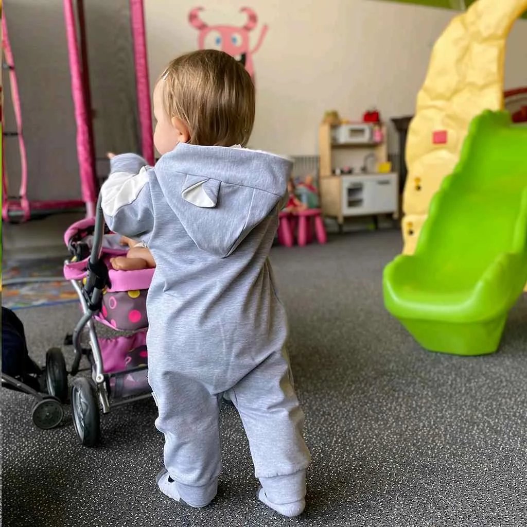 Kombinezon bebe New Baby The Best, termo, me kapuç me veshë, zinxhir i plotë, madhësia 92 (18-24 muaj), blu