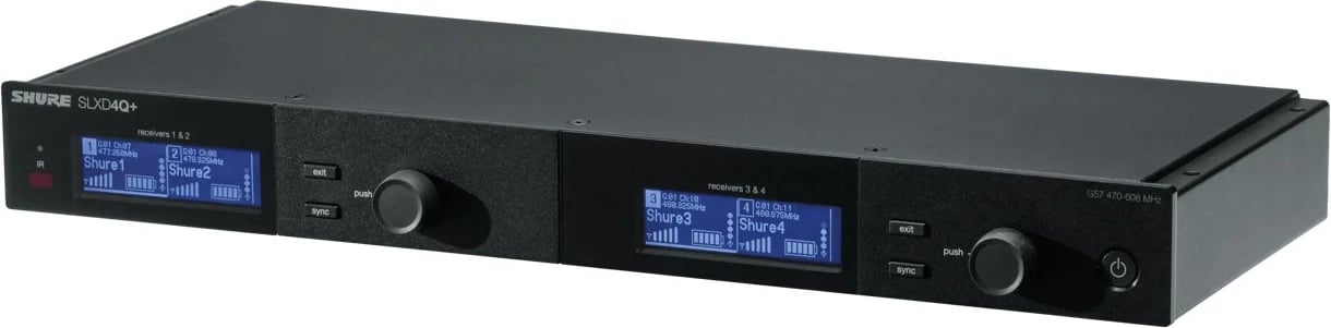 Marrës wireless për mikrofonë Shure SLXD4QDAN+, 32 kanale, i zi