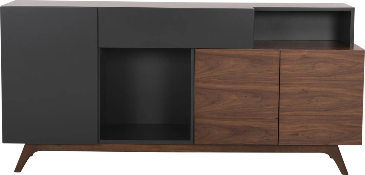 Bufe PREDA, MDF, ngjyrë arre dhe gri e errët, 167x28-40x80H cm