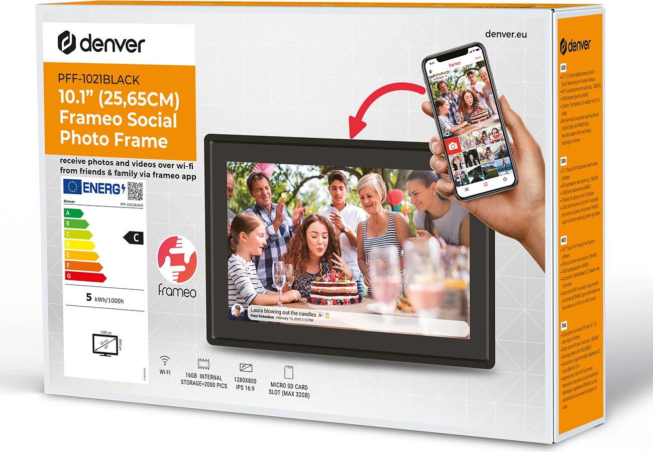 Kornizë digjitale Denver Frameo PFF-1021B, 10.1", 16 GB, e zezë Kornizë digjitale Denver Frameo PFF-1021B, 10.1", 16 GB, e zezë