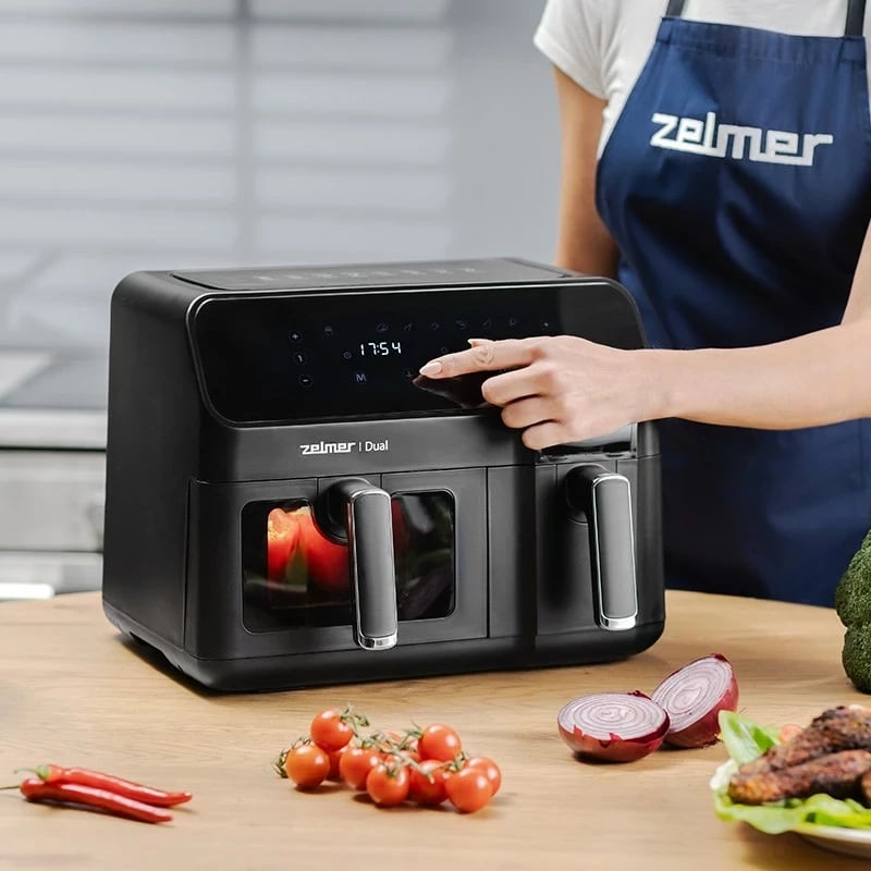 Fritezë ajri Zelmer ZAF 9000, 5.5 l + 3.5 l, 2700 W, e zezë