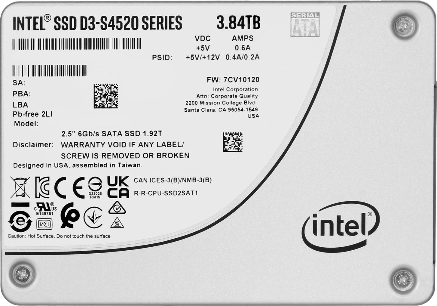SSD Solidigm (Intel) S4520 3.84TB SATA 2.5"