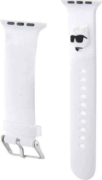 Rrip Apple Watch Karl Lagerfeld 3D Rubber Choupette Head, silikon, i bardhë, 38/40/41mm