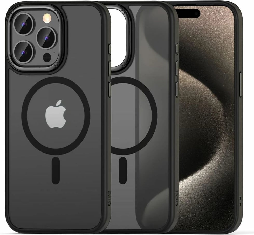 Mbështjellës Tech-Protect MagMat 2 për iPhone 15 Pro Max, MagSafe, i zi, gjysmë-transparent