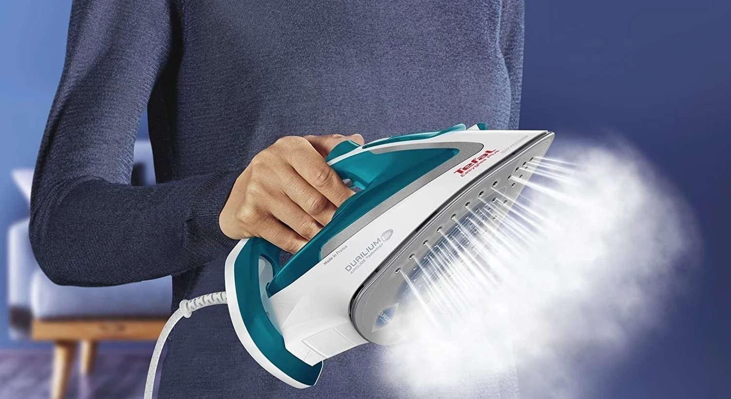 Hekurosja me avull Tefal Easygliss Plus, e bardhë-jeshile