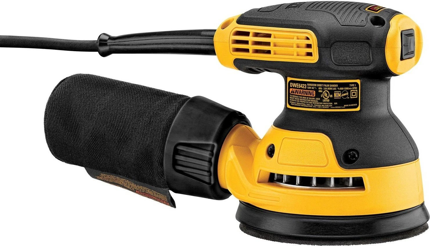 Lëmues orbital DeWALT 125mm 280W, zi/verdhe Lëmues orbital DeWALT 125mm 280W, zi/verdhe
