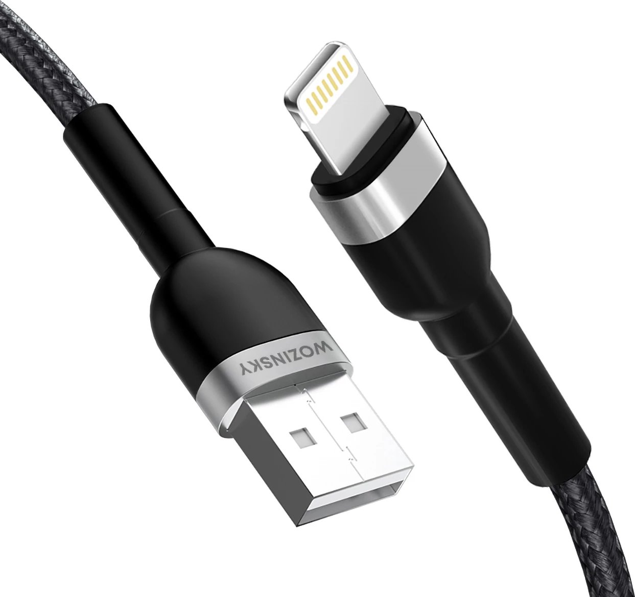 Kabllo karikimi Wozinsky WNBAL2, USB-A në Lightning, 2 m, Najlon, E zezë