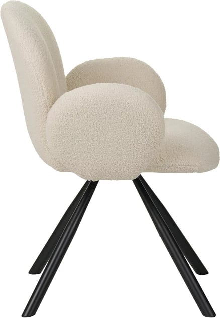 Karrige Garzele Inart, material teddy, ngjyrë bezhë, këmbë metalike të zeza, 68x66x82.5cm