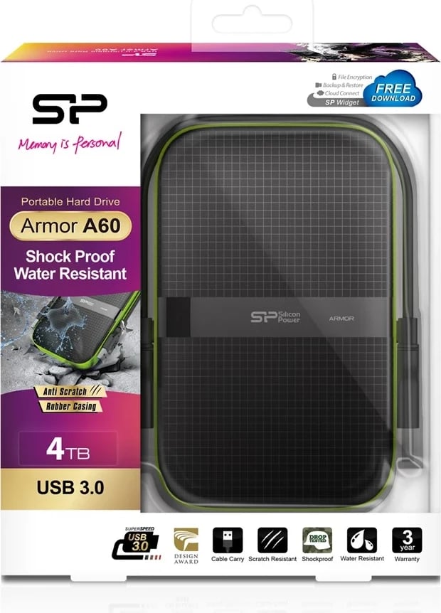 Disk HDD Silicon Power Armor A60, 4TB, i zi / gjelbër