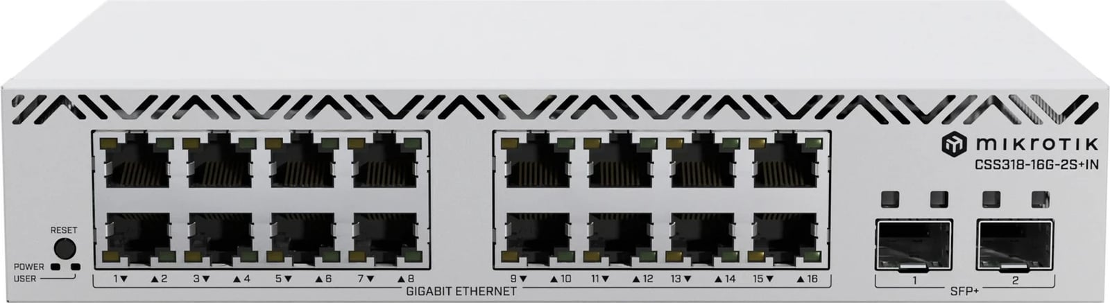 Switch MikroTik CSS318-16G-2S+IN, 16 porta Gigabit, 2 SFP+, Bardhë