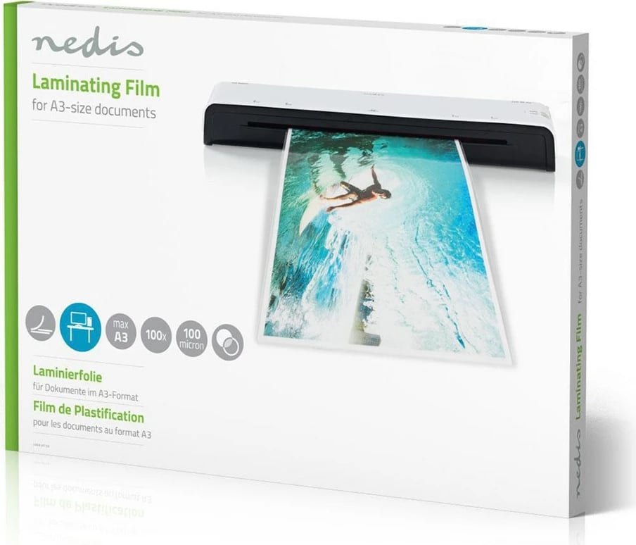 Film laminimi Nedis LAMIA3AT100, A3, transparent, i bardhë